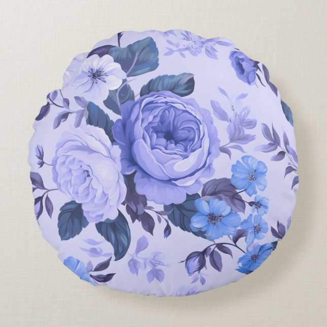 Almofada Redonda Cor da instrução do periwinkle em negrito (Frente)