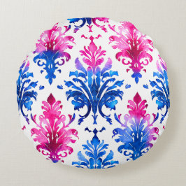 Almofada Redonda Cor damasco Floral Rosa Elegante