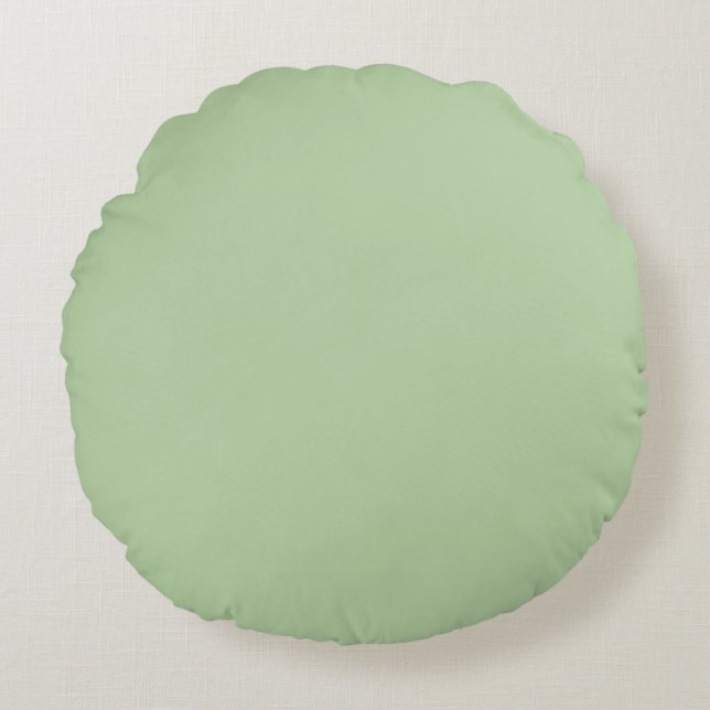 Almofada Redonda Cor de Pistácio Verde Design Simples Claro Pastel (Frente)