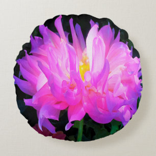 Almofada Redonda Cor-de-rosa estonteante e cacto roxo Dahlia