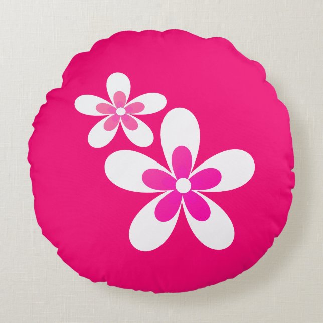 Almofada Redonda Cor de Trent rosa, rosa, (Frente)