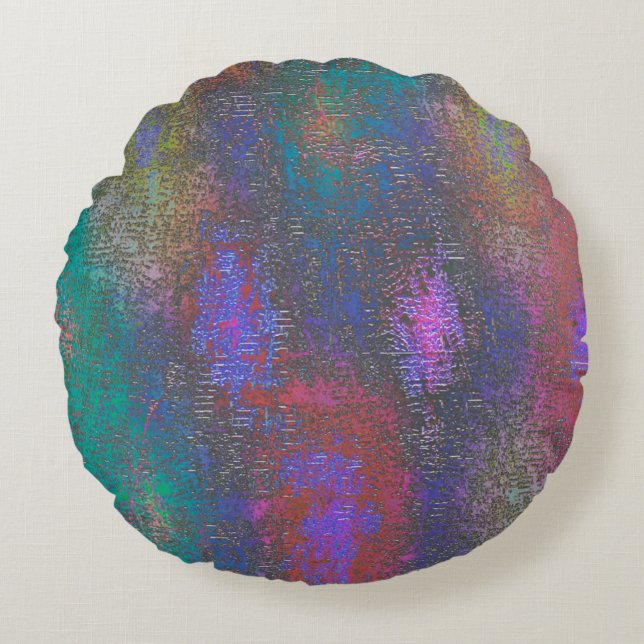 Almofada Redonda Cor do brilho liso, mancha envelhecida (Frente)