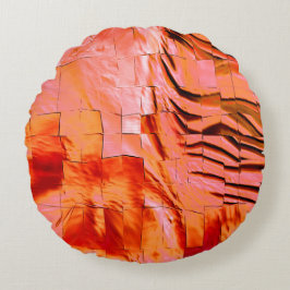 Almofada Redonda Cor do salmão molhado em textura mosaica