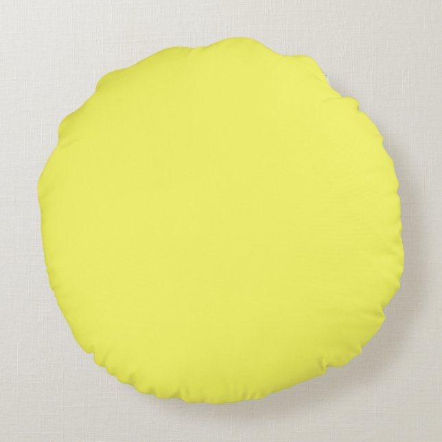 Almofada Redonda Cor lisa sólida amarelo pastel (Verso)