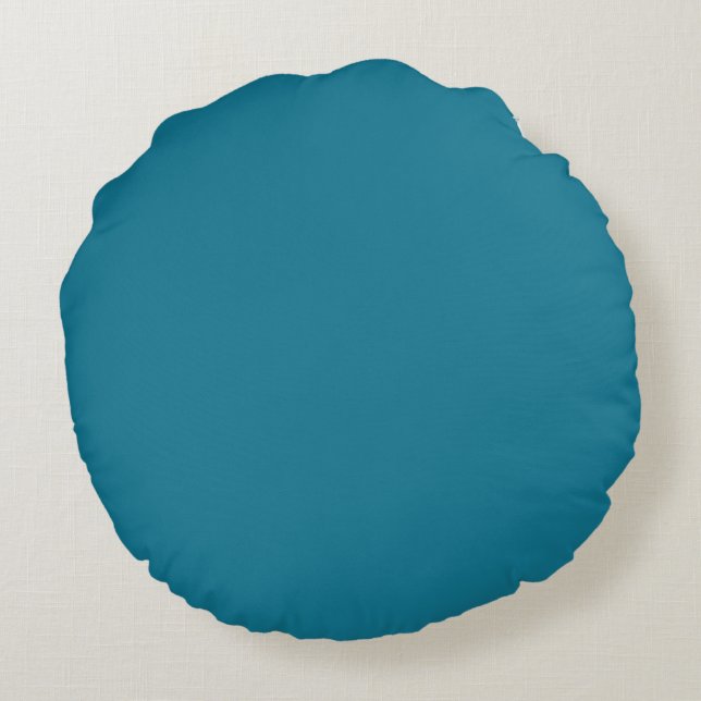 Almofada Redonda Cor Sólida de Pantone Azul Mosaico (Verso)
