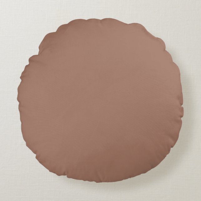 Almofada Redonda Cor Sólida Marrom Mousse de Mocha (Frente)