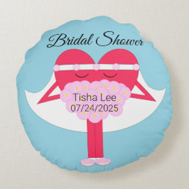 Almofada Redonda Coração Casando-se com Chá de panela