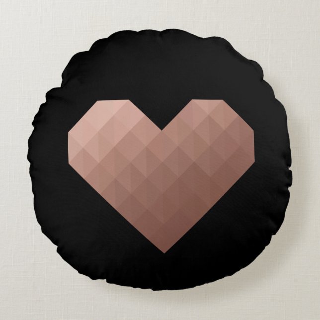 Almofada Redonda Coração rosa de giz geométrico moderno (Frente)