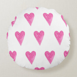 Almofada Redonda Coração Rosa, Decoração do Coração, Presente do Na
