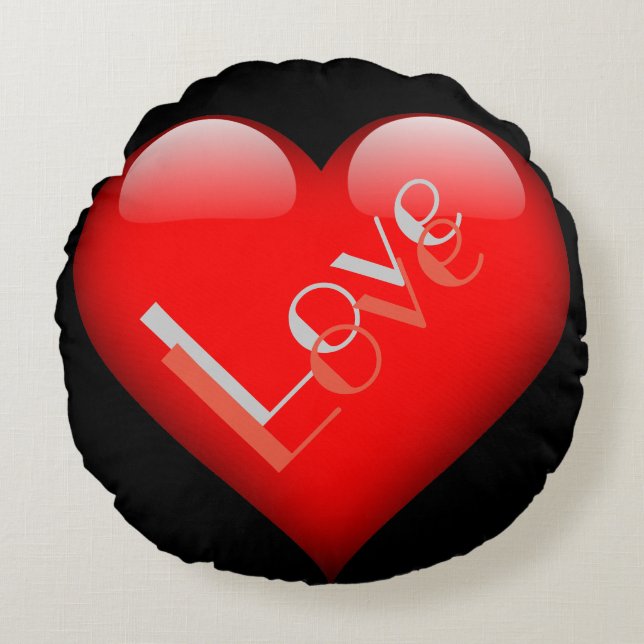 Almofada Redonda Coração Vermelho Atração Casamento Amor Parisiense (Frente)