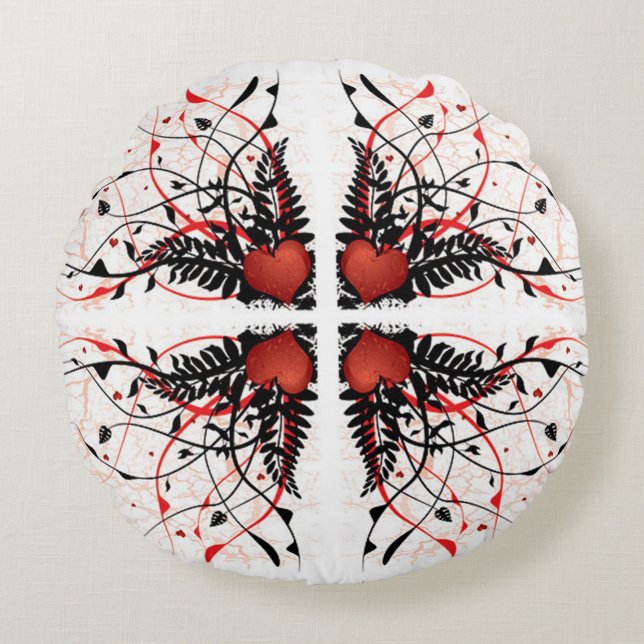 Almofada Redonda Corações de Estilos Clássicos (Frente)