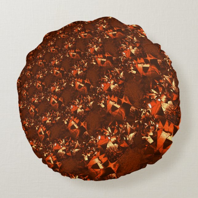 Almofada Redonda Coral brilhante e acastanhado (Verso)