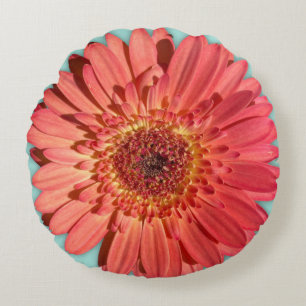 Almofada Redonda Coral Colorida Gerbera Daisy Foto