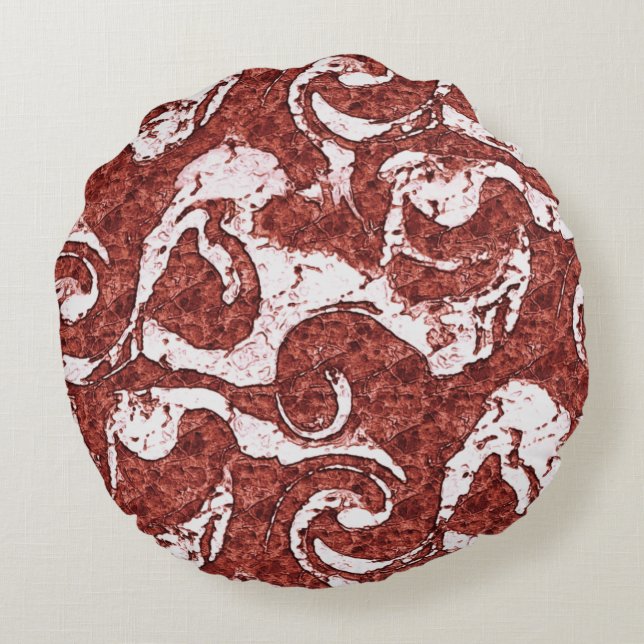 Almofada Redonda Coral rochoso e manchas brancas (Verso)