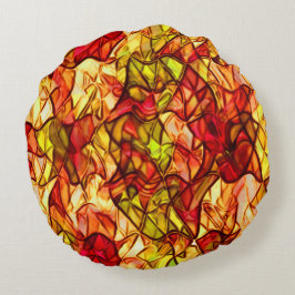 Almofada Redonda Cordões cruzados escondidos sob um tecido vermelho