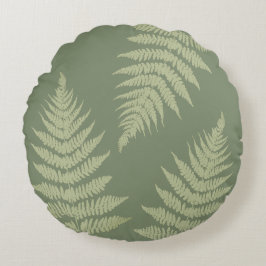 Almofada Redonda Cores de Fundo Personalizadas Woodland Fern Leves