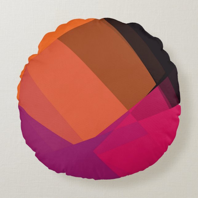 Almofada Redonda Cores Geométricas Modernas em Retro #22 (Frente)