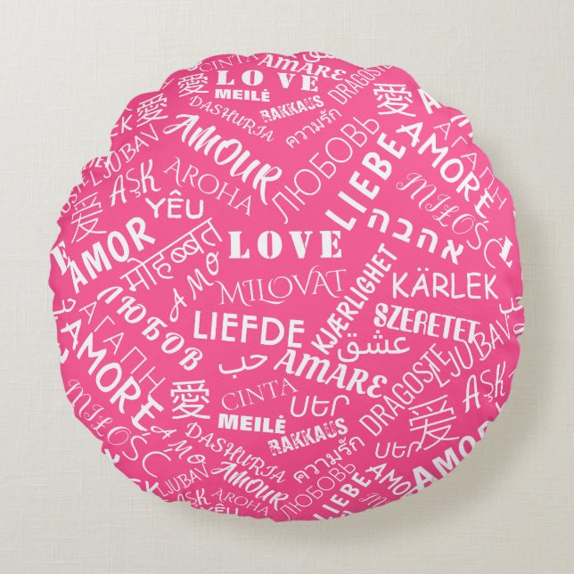 Almofada Redonda Cores Personalizadas Rodar PillowLove Texto Multil (Frente)