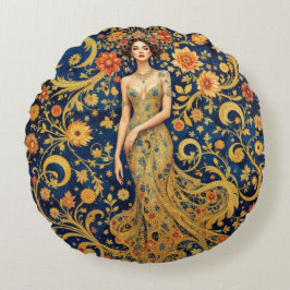 Almofada Redonda Coroa Floral