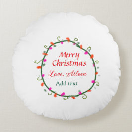 Almofada Redonda coroa verde-branca-branca, coroa-branca, Feliz Nat