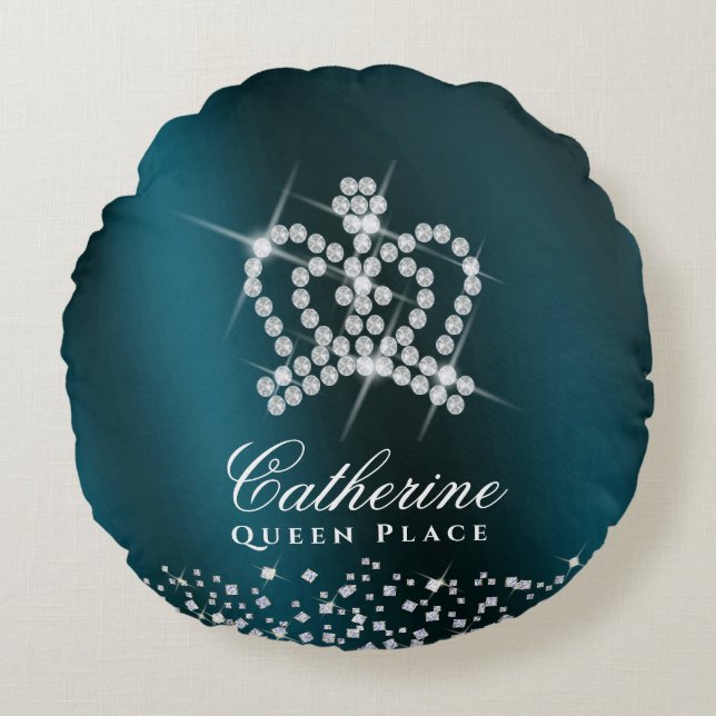 Almofada Redonda Coroa Verde brilhante (Frente)