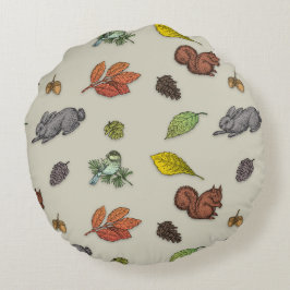 Almofada Redonda Corpo da cinza de aves de morango vermelho moderno