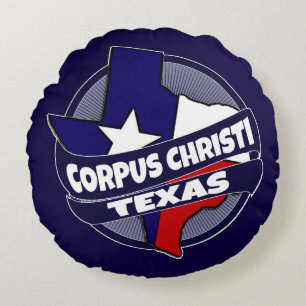 Almofada Redonda Corpus Christi Texas flag explodiu travesseiro