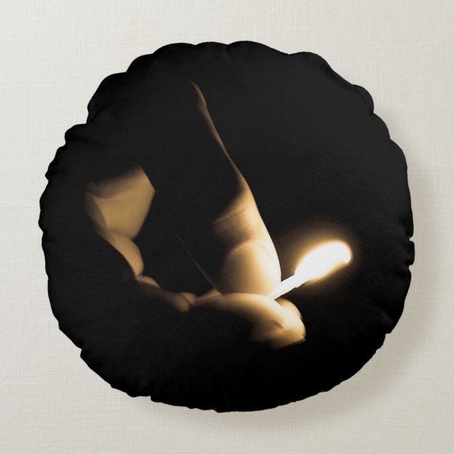 Almofada Redonda Correspondência de Luz de Fogo (Frente)