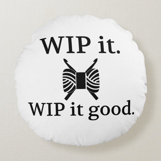 Almofada Redonda Corte WIP de bons Artesanatos (Frente)