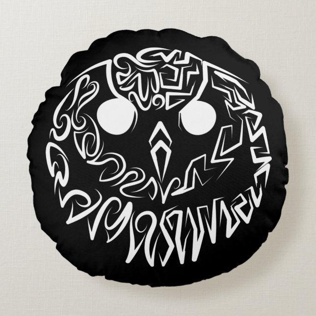 Almofada Redonda Coruja Branca e Negra (Frente)