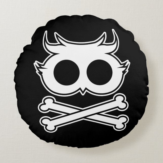 Almofada Redonda Coruja Cross Bone (Frente)