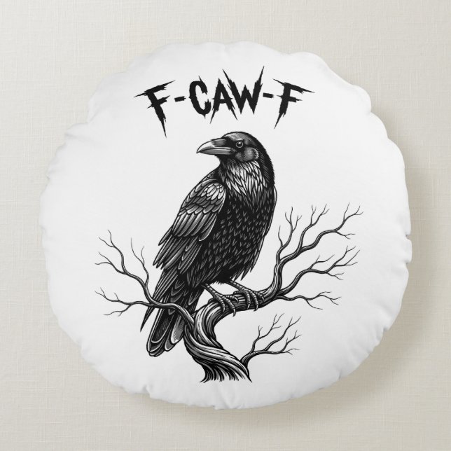 Almofada Redonda Corvo - F-Caw-F (Frente)