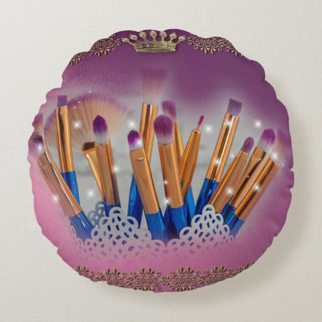 Almofada Redonda Cosméticos Makeup Brush Glamor (Frente)