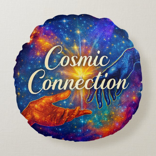 Almofada Redonda 🪐 Cosmic Connection Decorative Pillow (Frente)