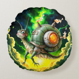 Almofada Redonda Cosmic Steampunk Snailbird – Criatura de Sonho Neo