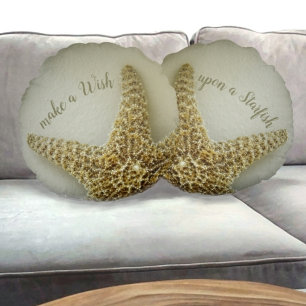 Almofada Redonda Costeira de Starfish Natural Sandy Beige Taupe