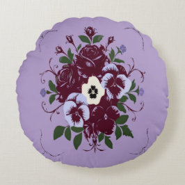 Almofada Redonda Coussin Rond Bouquet de Violettes