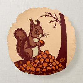 Almofada Redonda 🐿️ Coussin Rond Écureuil d'Automne