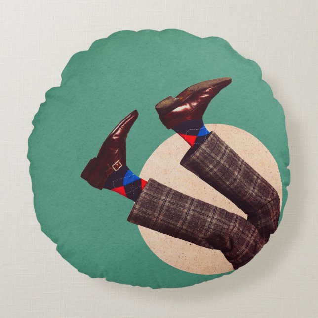 Almofada Redonda Coxas masculinas empilhadas em redondezas em geome (Frente)