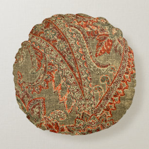 Almofada Redonda Coxins de Paisley do vintage