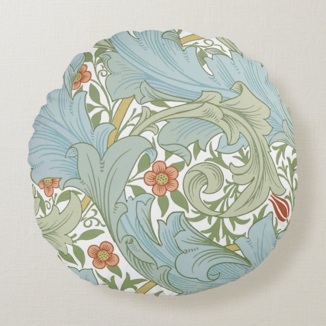 Almofada Redonda Coxins do papel de parede de William Morris (Frente)