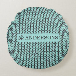 Almofada Redonda Cozy Warm Knit Pattern Winter Throw Pillow