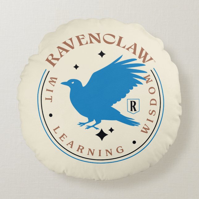 Almofada Redonda CRACHÁ de Orgulho da Casa Azul RAVENCLAW™ (Frente)