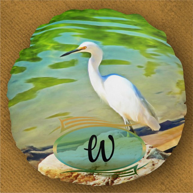 Almofada Redonda Crane No Rio Mismaloya 0335 (Criador carregado)