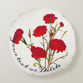 Almofada Redonda Cravo Vermelho Floral Elegante Personalizável