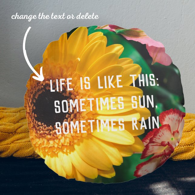 Almofada Redonda Cravos e gerbera amarela (Criador carregado)