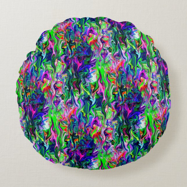 Almofada Redonda Crazee Squiggly Garden.... (Frente)