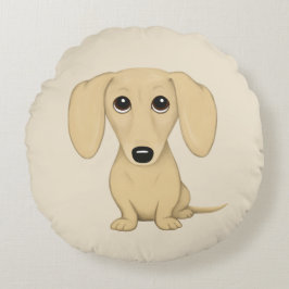 Almofada Redonda Cream Dachshund Cute Cartoon Wiener Cog