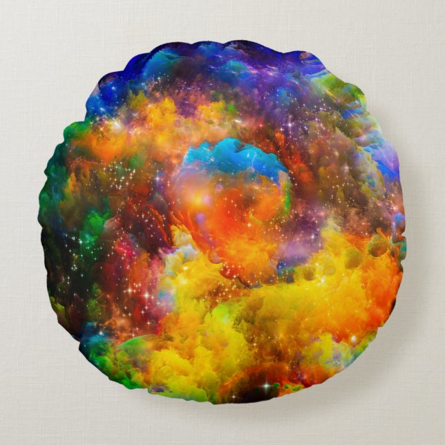 Almofada Redonda Creative arrangement of fractal elements, lights a (Frente)