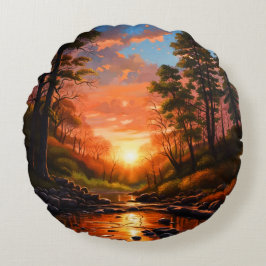 Almofada Redonda Creek Bank Sunrise